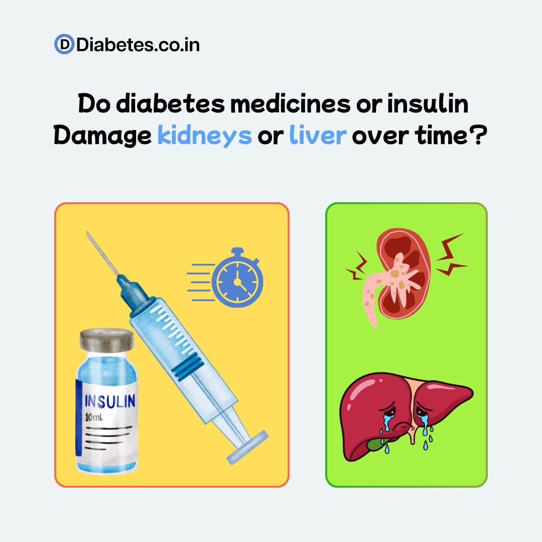 Do diabetes medicines or insulin Damage kidneys or liver over time?